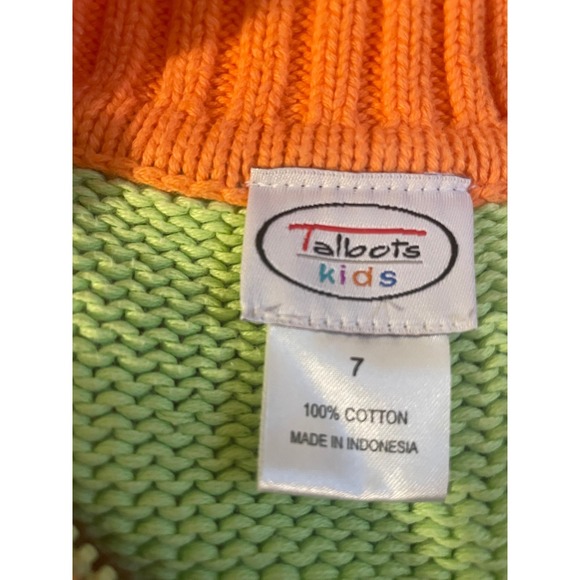 Talbots Kids Girls Size 7 Full Zip Color Block Knit Cotton Cardigan‎ Sweater - Picture 3 of 4